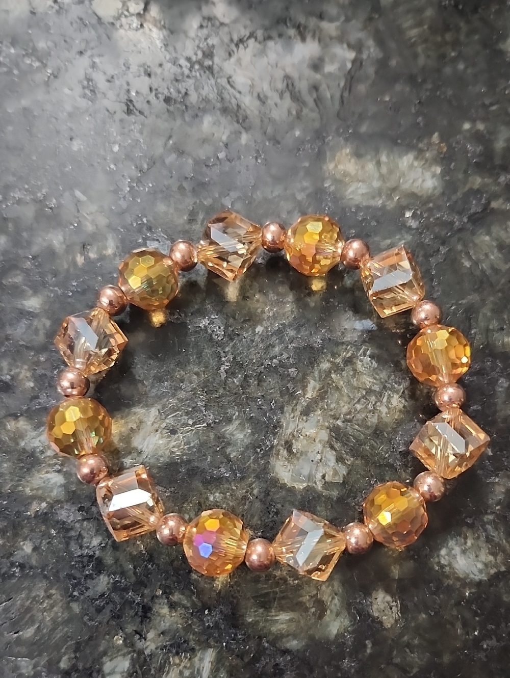 Handmade Radiant Amber Glass Beaded Bracelet